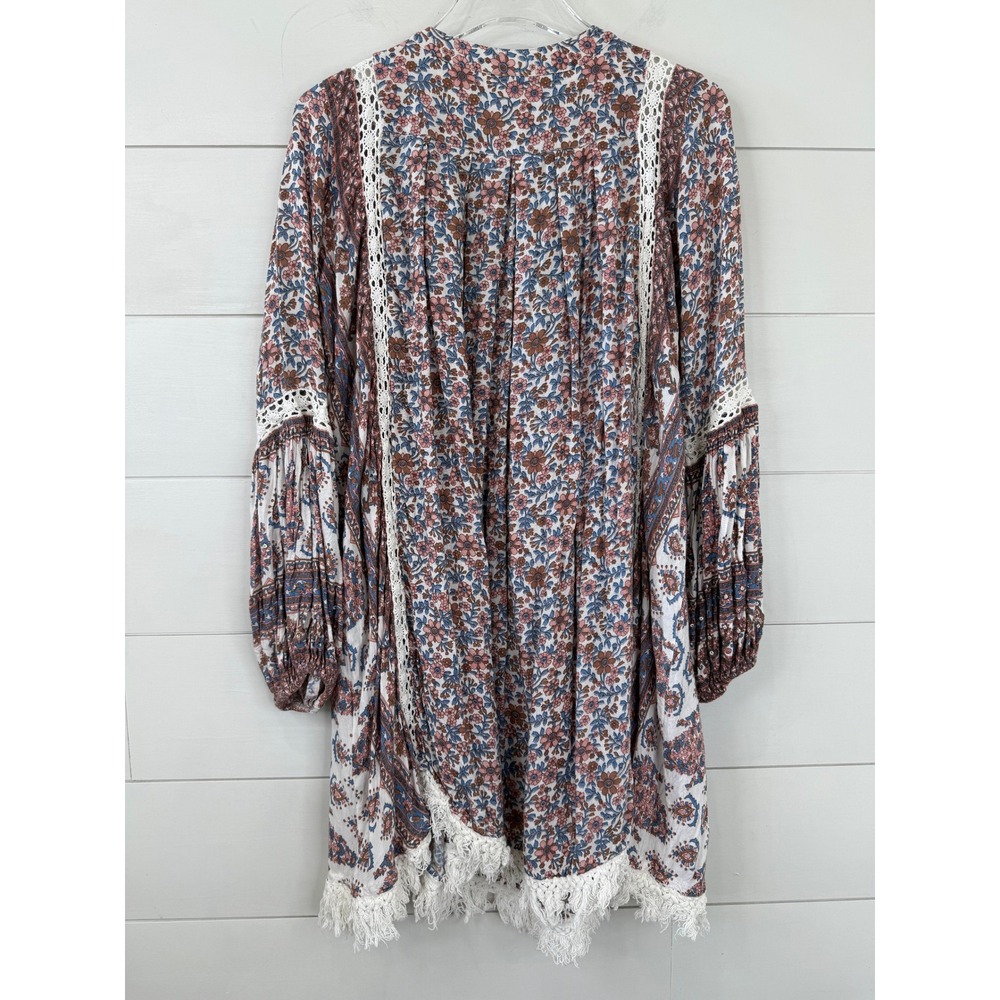 Raga Tunic Dress Women Small Floral Crochet Lace Tassel Boho Mini - Picture 8 of 11